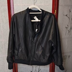 DREW Classic Black Bomber Jacket NWT